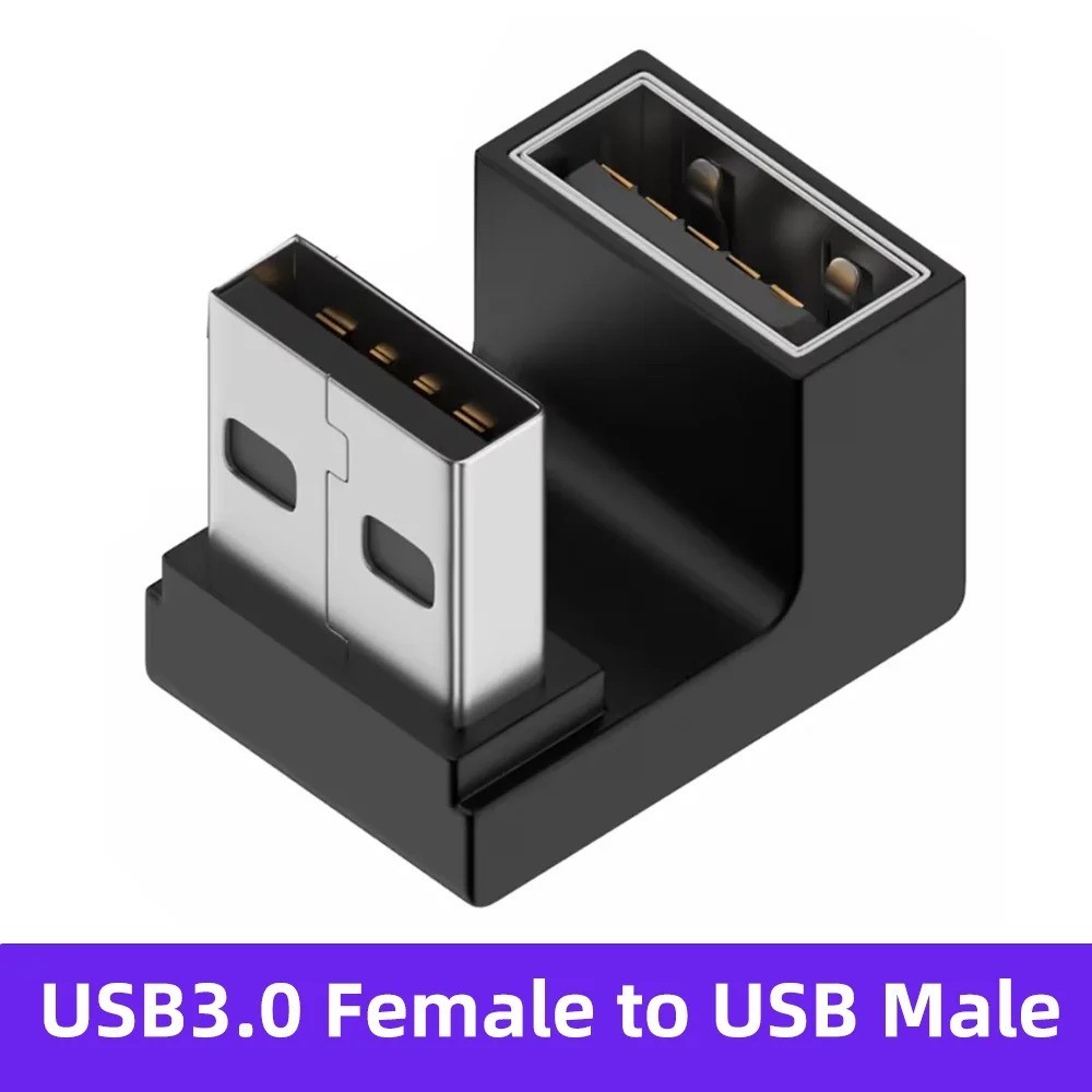 90 Degree Left Right Angled USB 3.0 A Male To Female Adapter Connector For PC *