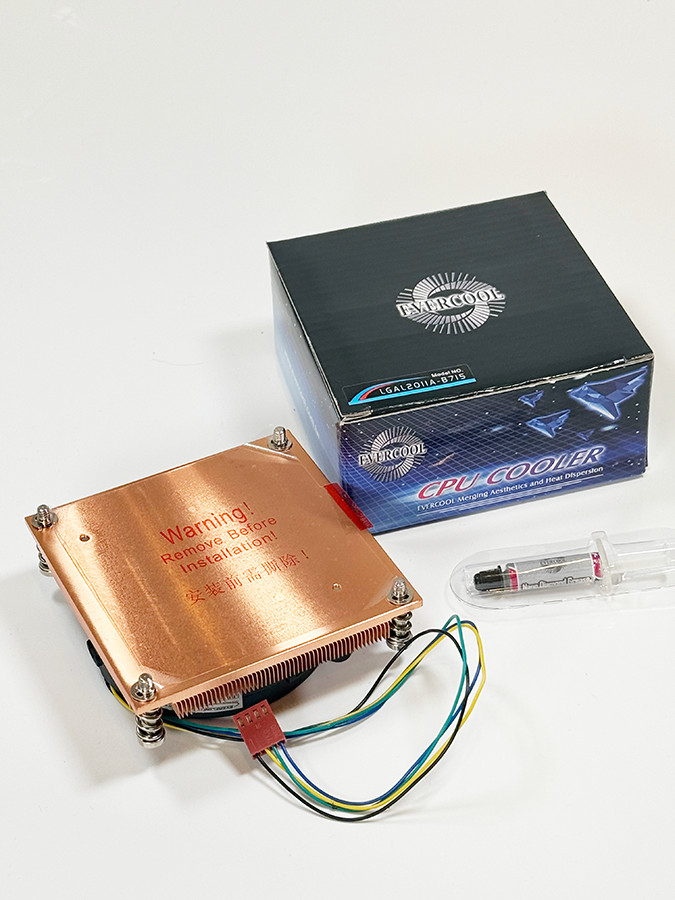 EverCool Square ILM LGA2011 V3 Low Profile 1U Copper CPU Heatsink Blower Fan