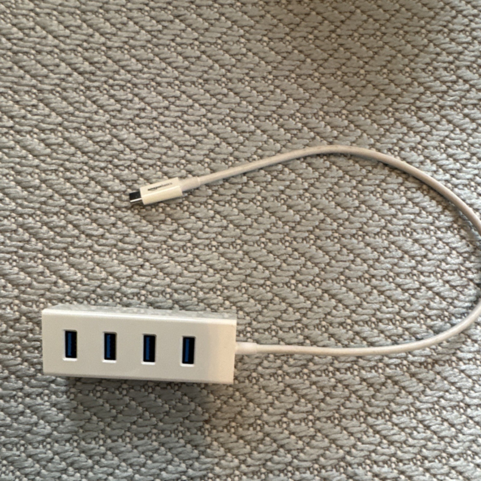 AmazonBasics USB-C to USB 3.0 Type A Hub/Splitter Box 4-Port Portable White
