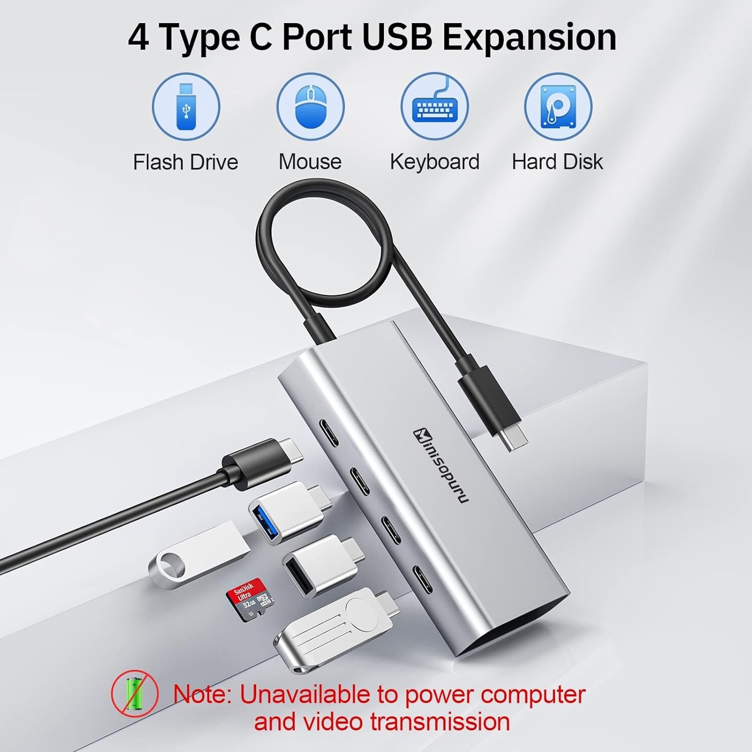 Used 4 Ports USB C Hub – 10Gbps USB Hub for Laptop MacBook (No Charging)