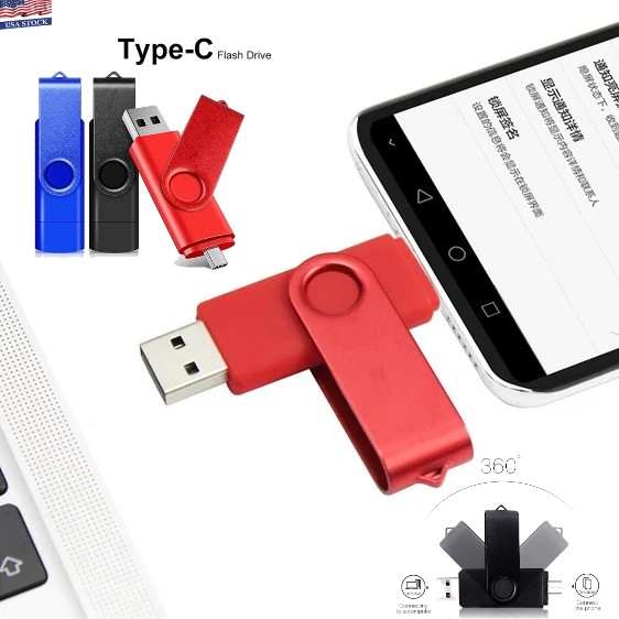 256GB USB 2.0 USB-A & USB-C Flash Drive Dual Connector Portable