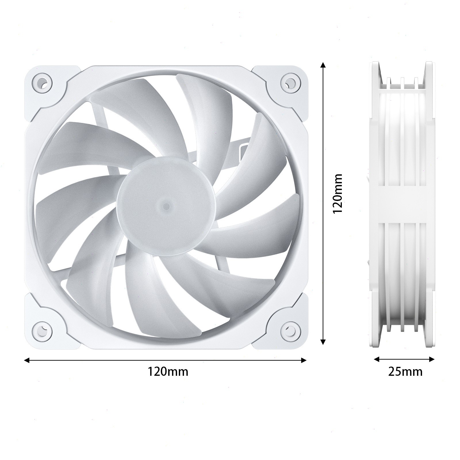 1x Vetroo White Frame ARGB 120mm Case Fan Gaming Computer Case Cooling Fan