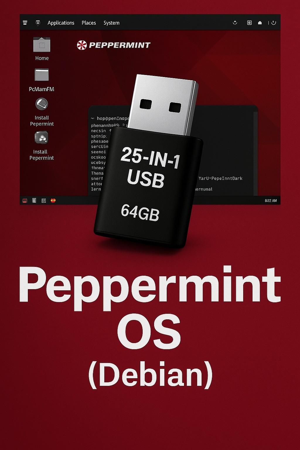 25-in-1 OS USB 128GB Bootable Linux Pack, Arch, AntiX, Fedora, Mint, Zorin, Kali