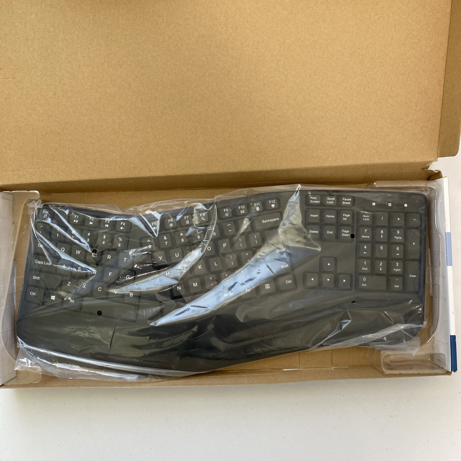 Insignia – Full-Size Wireless Ergonomic Membrane Keyboard – Black