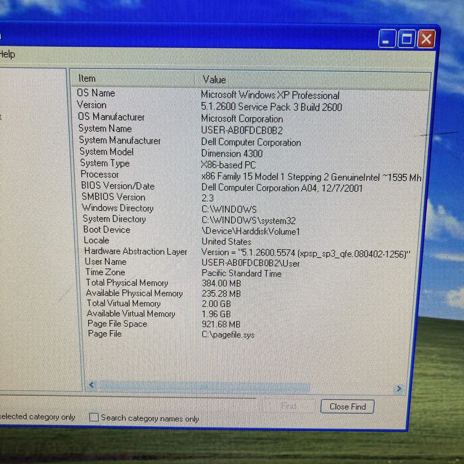 Dell Dimension 4300 Pentium 4 3GHz 384MB RAM 120GB HDD With Mouse & Keyboard