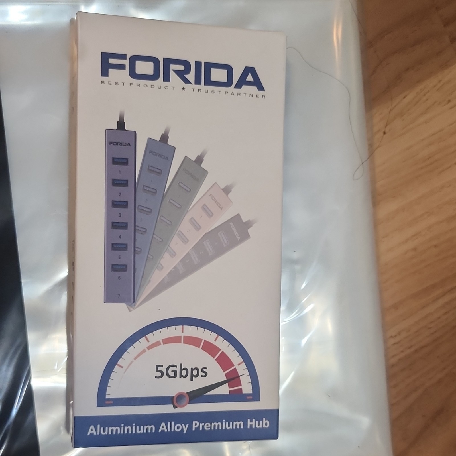 Forida Aluminium Alloy USB Hub 7-Port 5Gbps Multicolor Splitter Box