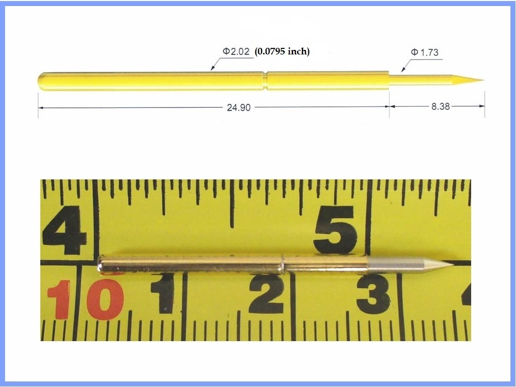 10p Φ0.0795″ OAL 1.310″ pogo spring test pin spear tip