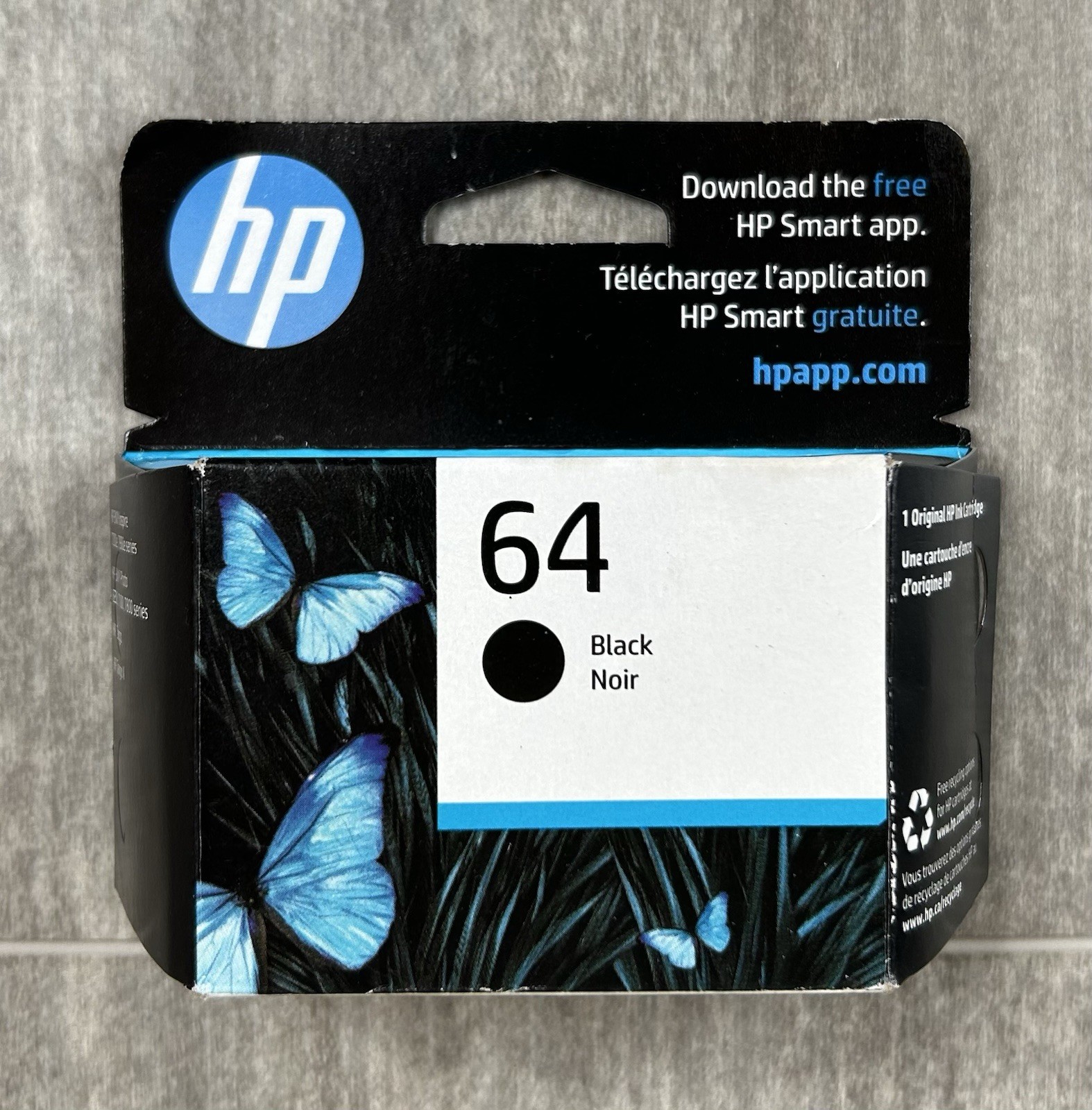 HP 64 BLACK STANDARD INK CARTRIDGE ORIGINAL GENUINE N9J90AN EXPIRES FEB 2027