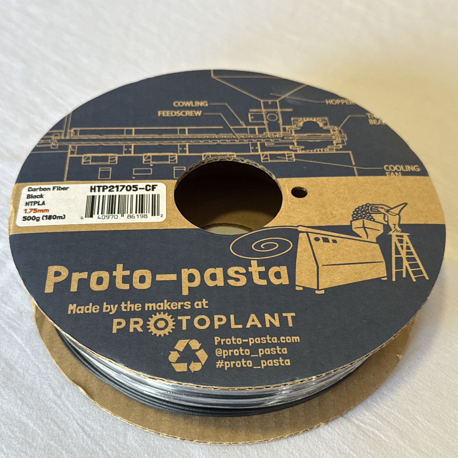 Proto-Pasta HTPLA High Temperature PLA 1.75 Black Carbon Fiber 500g HTP21705-CF