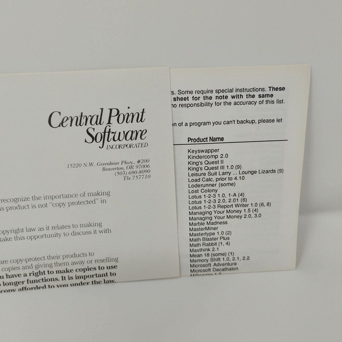 COPY II PC Central Point Computer Software Big Box Floppy 5.25 Disk Vintage 1988