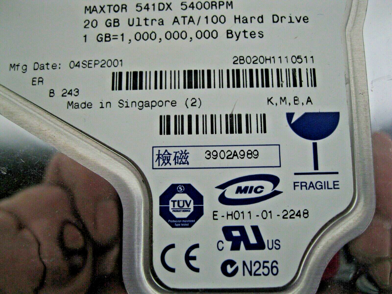 06P5312 – Maxtor 541DX 2B020H1 20.4GB OEM Replacement IDE Drive 10J1696