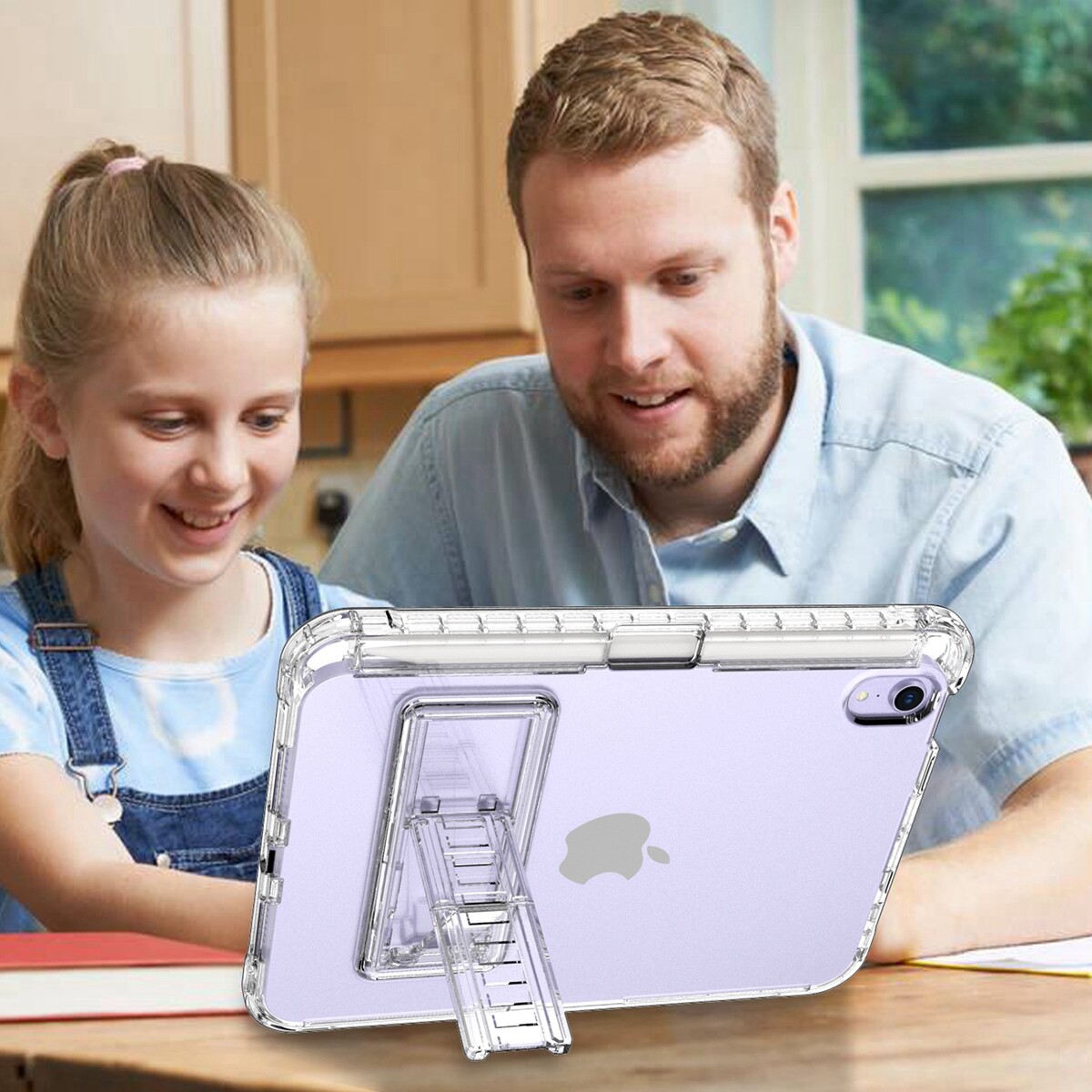 For iPad mini 6 8.3 inch Rugged Case Clear Hybrid Shockproof Cover with Stand