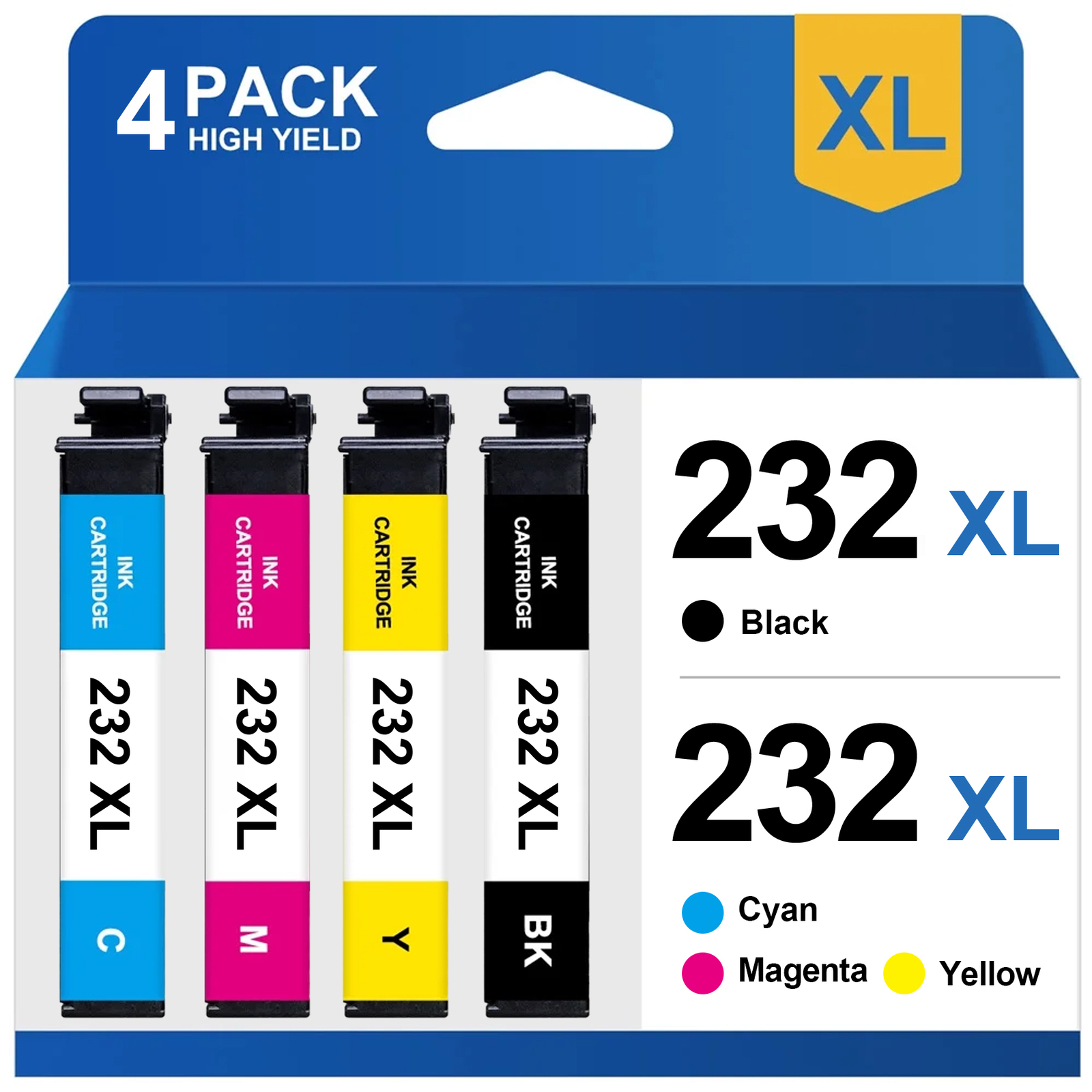 4-Pack 232XL Ink Cartridge Replacement for Epson WorkForce WF-2950 XP-4205