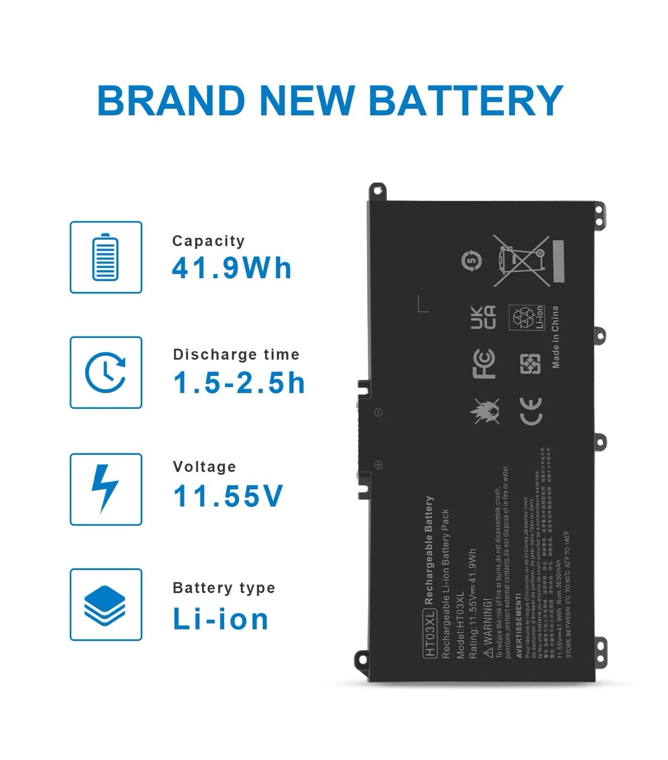 HT03XL Battery L11421-542, 11.55v 41.9Wh L11119-855 for HP 15-CS 15-DA