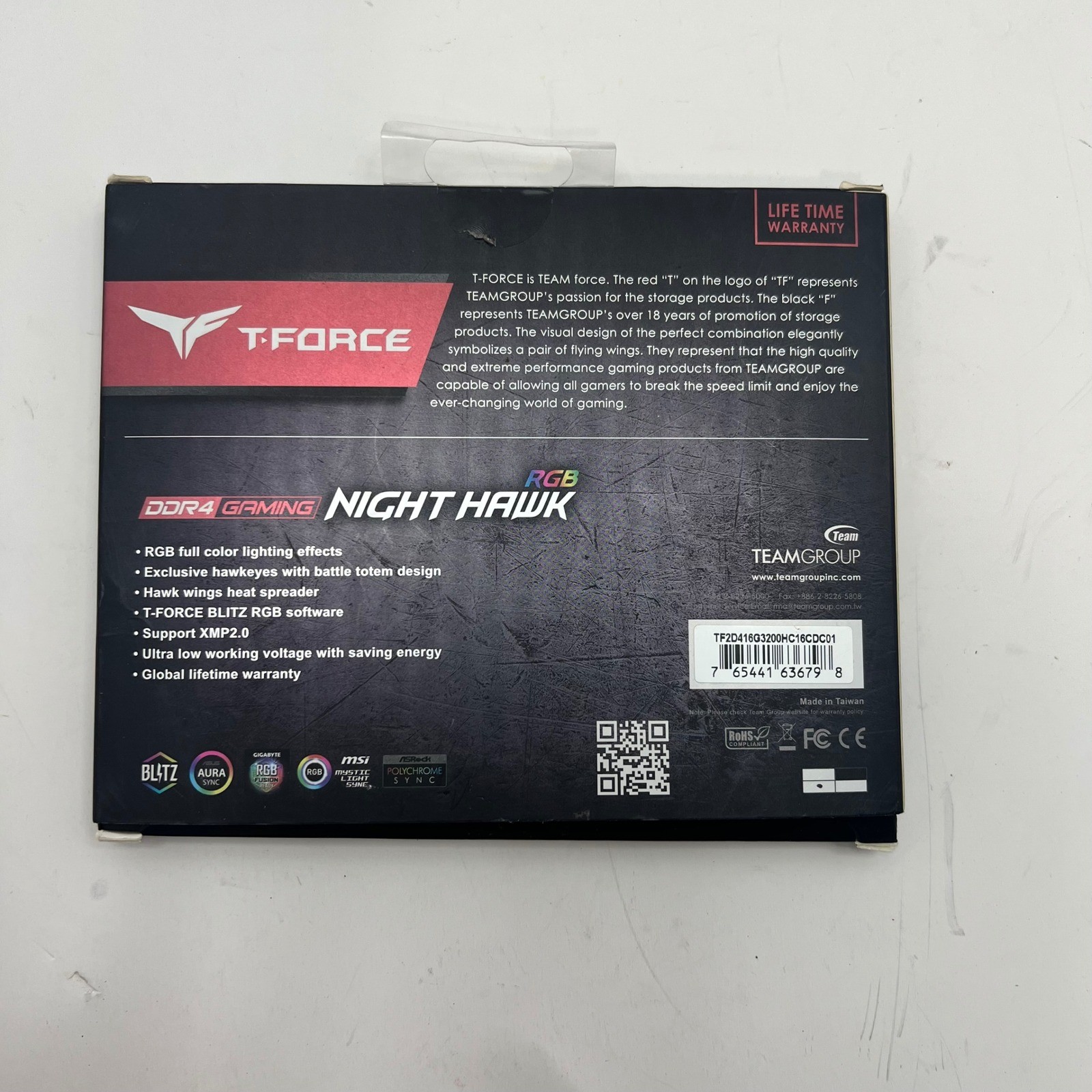 TeamGroup T-Force Night Hawk RGB DDR4 16GB 3200MHz RAM (2 x 8GB) CL-16-18-18-38