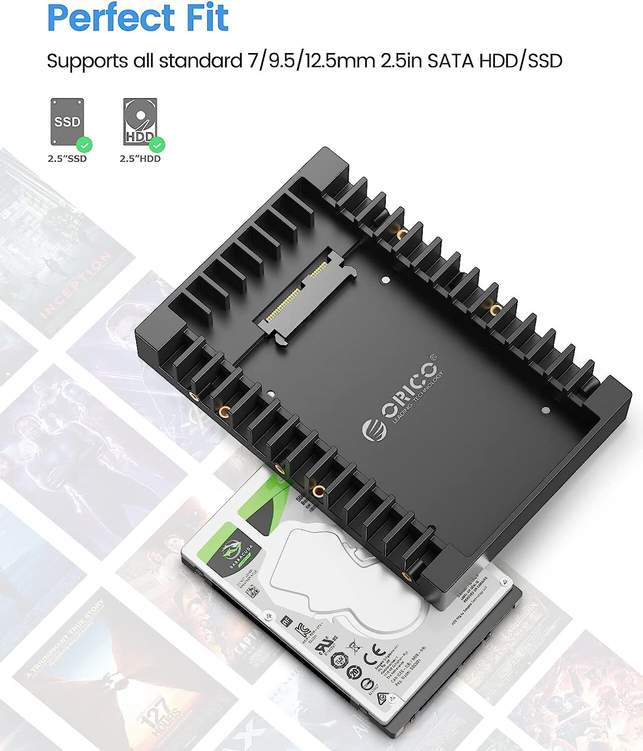 ORICO 1-5PACK SSD SATA Mounting Bracket 2.5 to 3.5 Hard Drive Adapter Caddy Tray