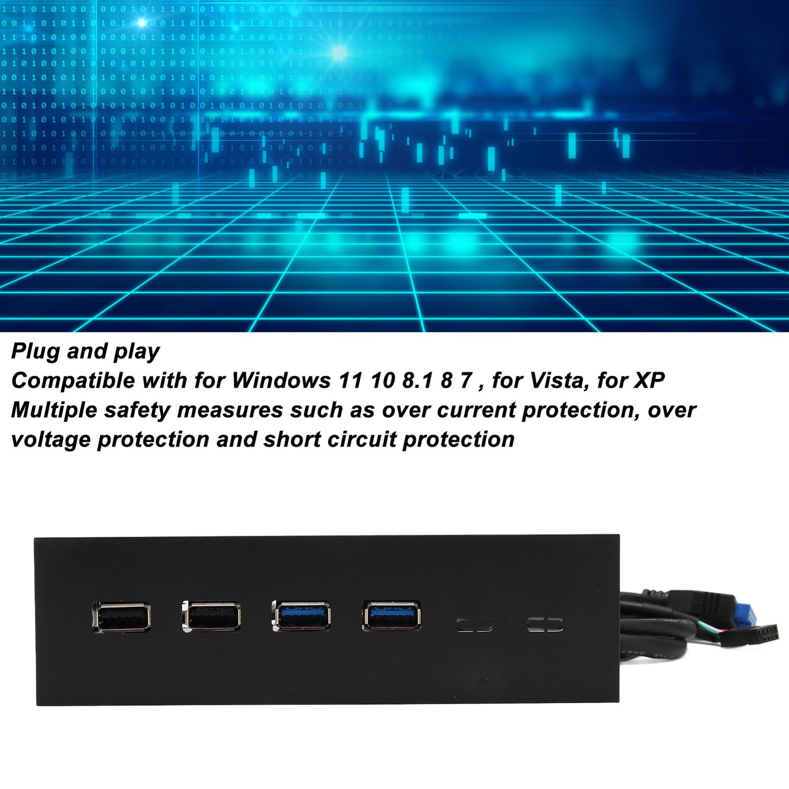 5.25in USB 3.0 Front Panel Hub 4 Ports 19pin For PC