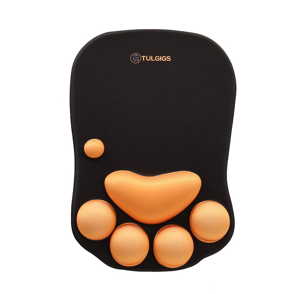 11.55×7.8×0.99 Inch Black Cat Paw Mouse Pad Silicone Wrist Rest Non Slip
