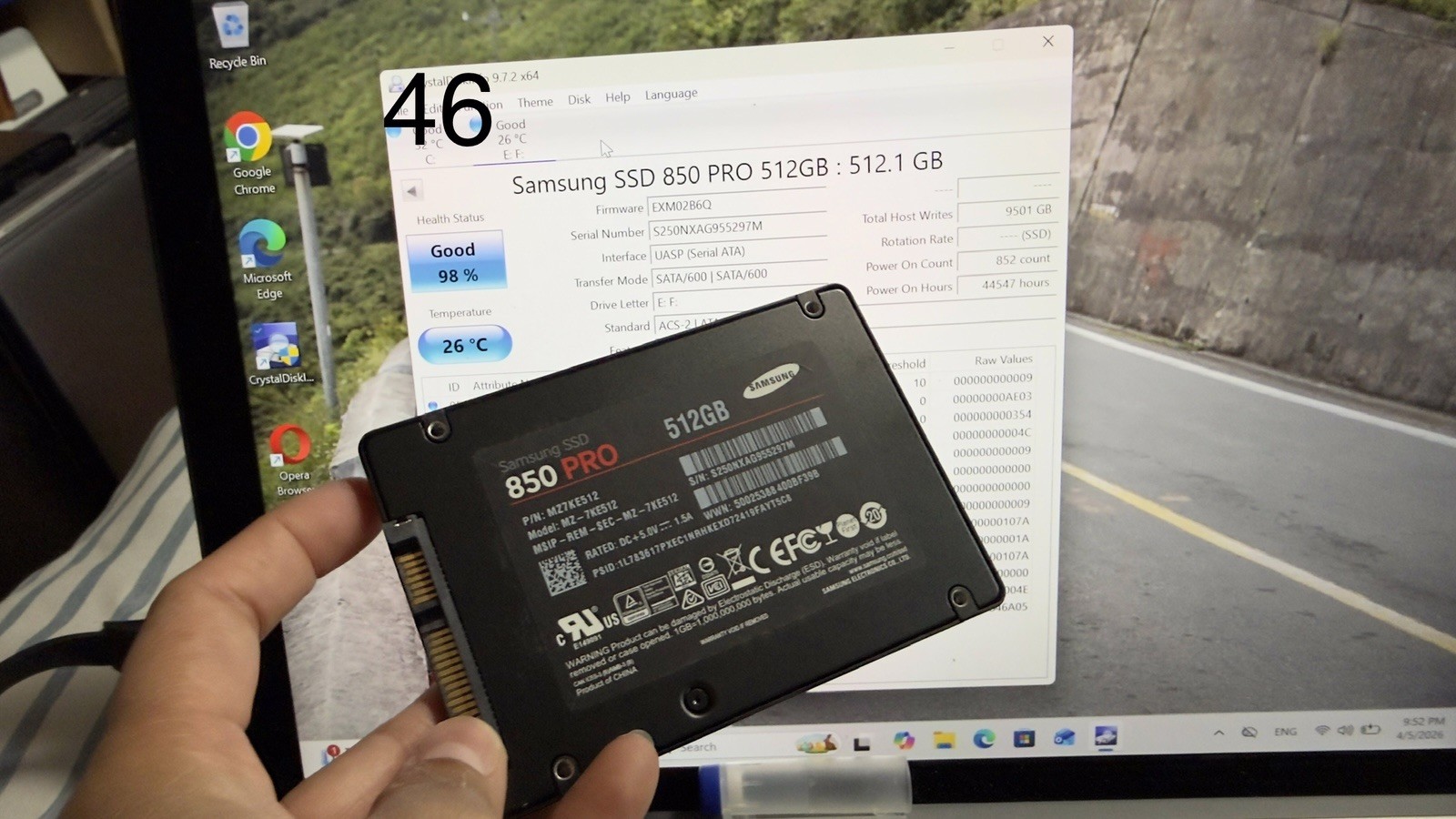 SAMSUNG 850 PRO 512Gb Health Good 98% SSD 2.5″ SATA 6.0Gb/s MZ-7KE512