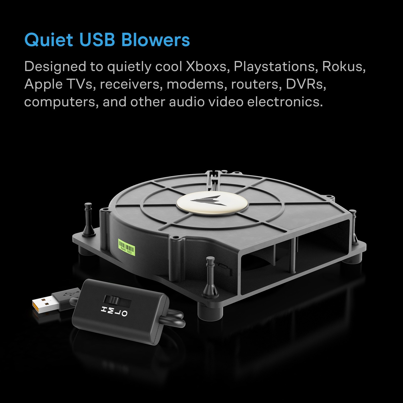 MULTIFAN S2, Quiet 120mm USB Blower Fan, for Receiver DVR Xbox Modem AV Cooling