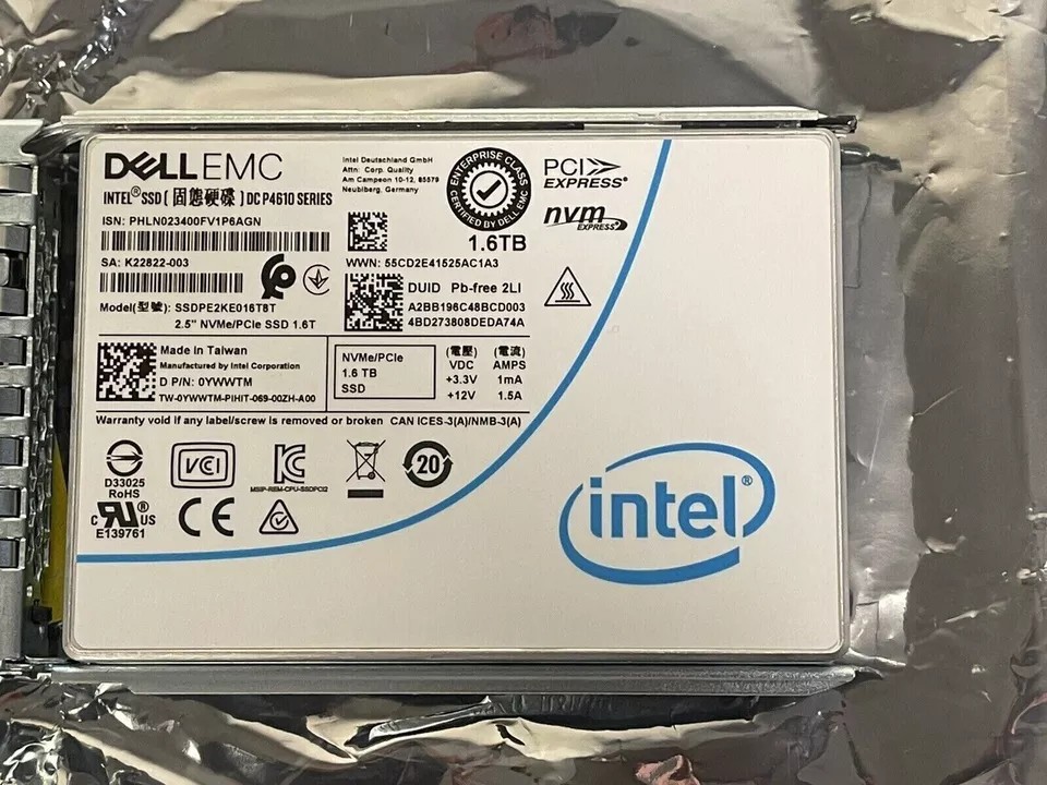 Intel DC P4610 1.6TB 2.5″ NVMe PCIe SSD SSDPE2KE016T8 Dell P/N 0YWWTM New