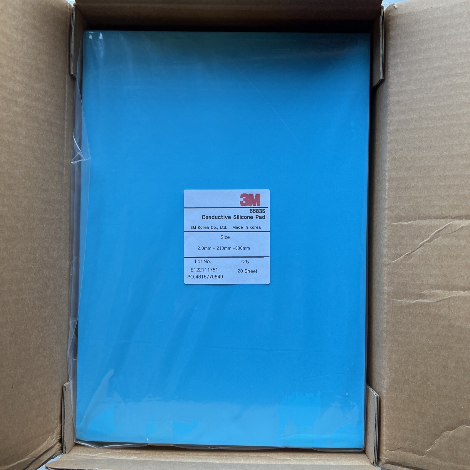 3M Conductive Silicone Pad 5583S 300mm x210mm x2.0mm 1 Box