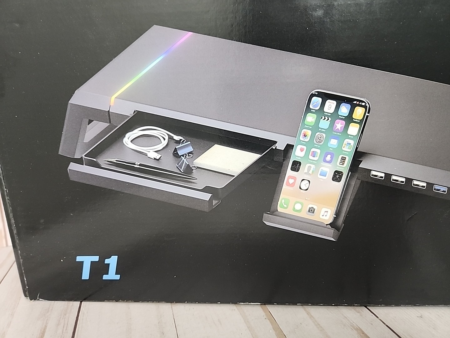 Kyolly Monitor Stand For Desk Gaming Monitor Riser RGB Light Foldable