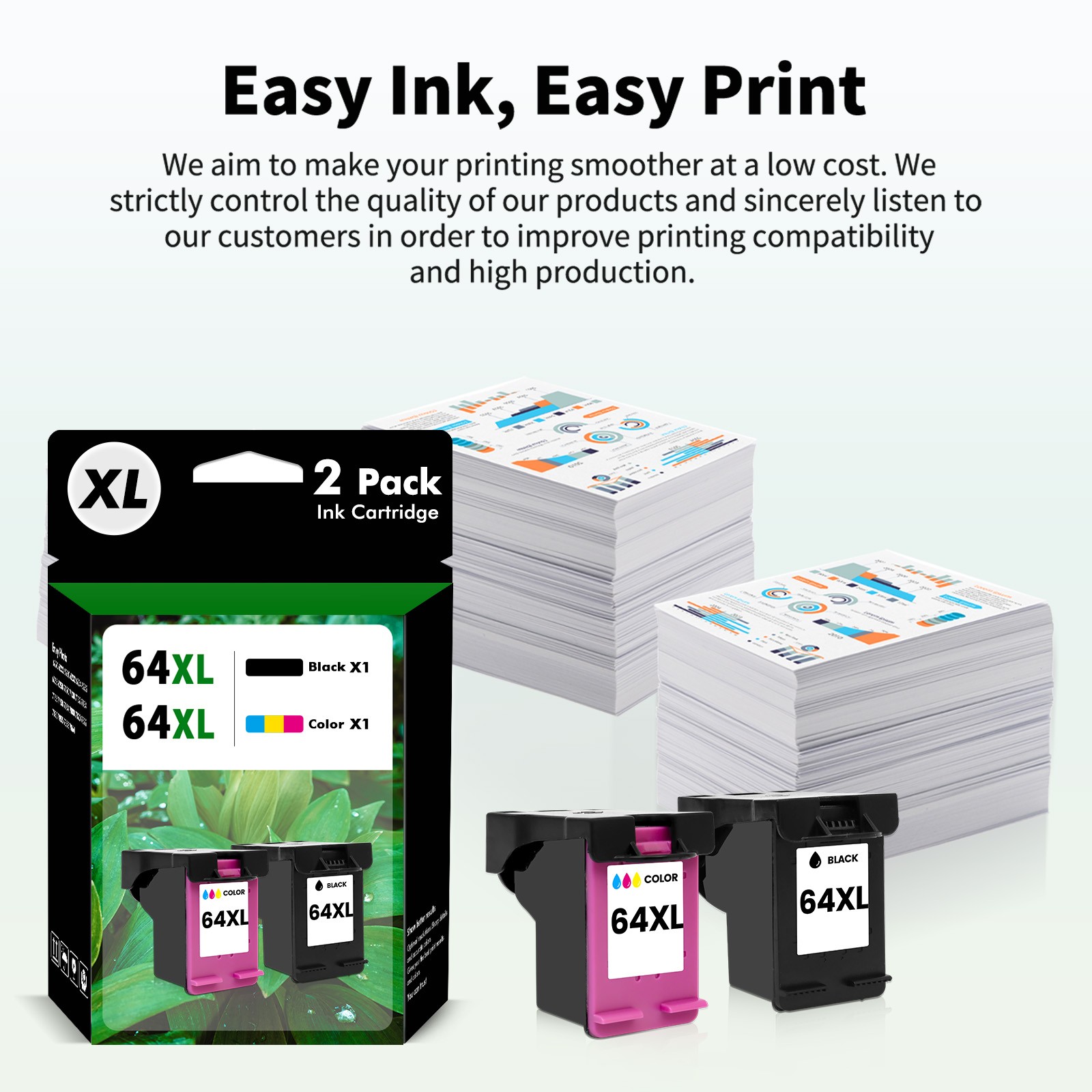 64XL Ink Cartridges for HP 64 XL Envy 6255 7855 7155 7858 6252 7800 7164 Combos