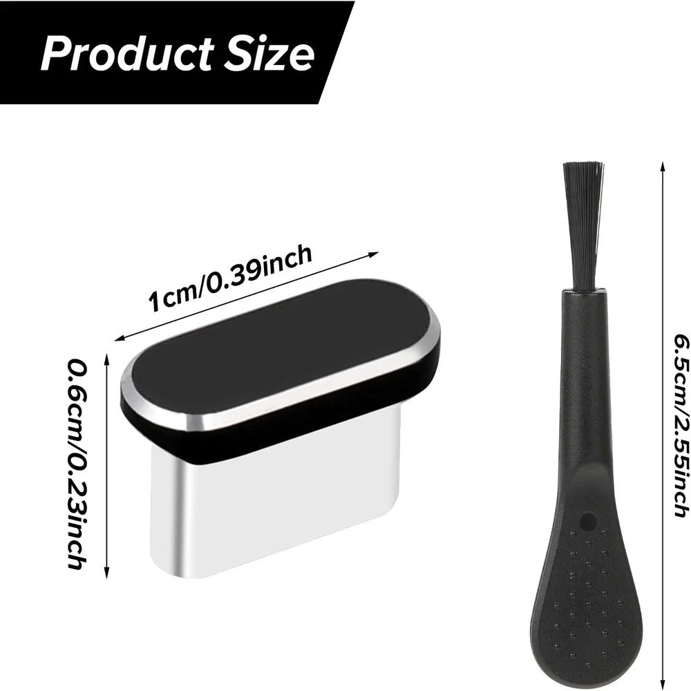 USB C Dust Plug With Cleaning Brush, Metal Type C Charging Port Cover, Anti Dust