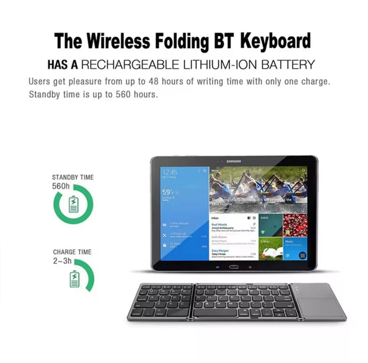 Mini Folding Wireless Bluetooth Keyboard with Touchpad for Laptop Tablet Phone