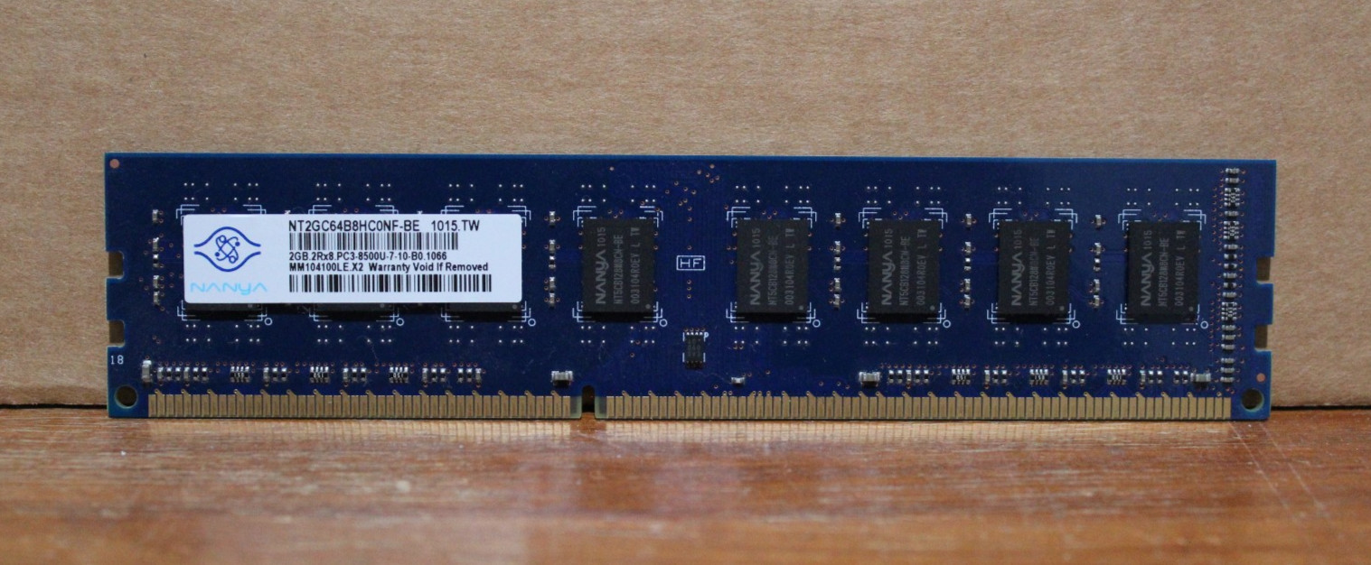 Nanya NT2GC64B8HC0NF-BE 2GB PC3-8500U DDR3 1066MHz CL7 240-Pin DIMM Dual Rank