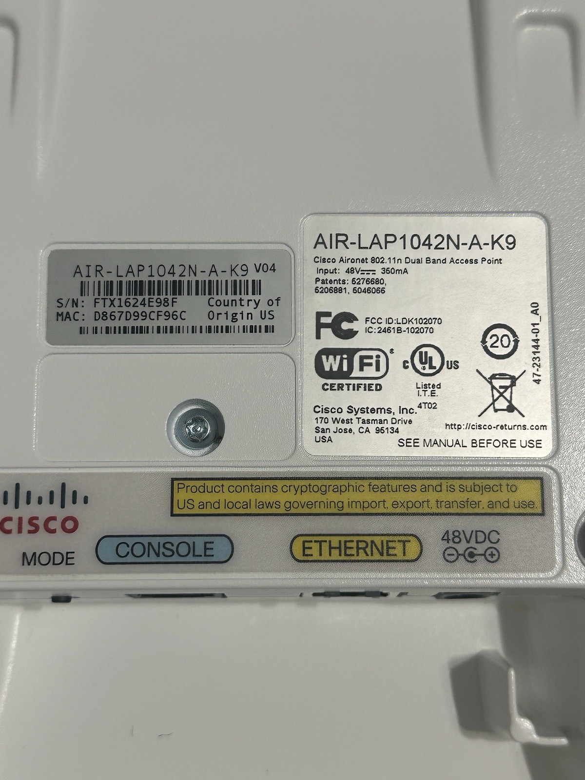 Lots Of 3 AIR-LAP1042N-A-K9 Cisco Aironet 802.11n Dual Band Access Point – Used