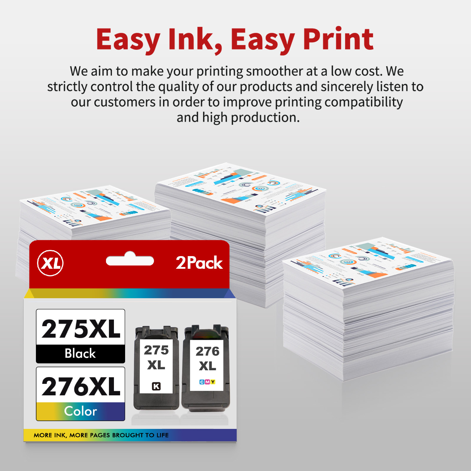 PG-275XL CL-276XL Ink Cartridges for Canon Pixma TR4722 TR4700 TS3722 TS3522 Ink