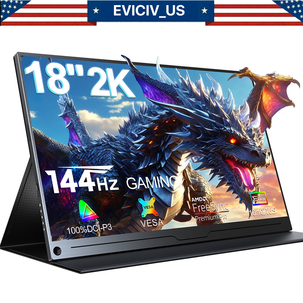 144Hz Portable Monitor 18″ 2K Screen Gaming Monitor For PS 5/Xbox/Handy 100%sRGB