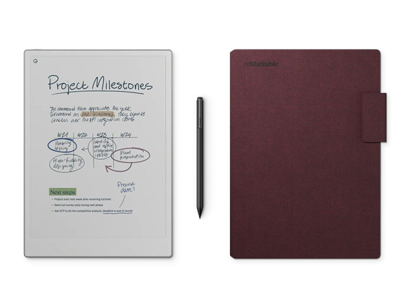 reMarkable Paper Pro 11.8″w/Marker Plus & Mosaic Folio Burgundy Certified Refurb