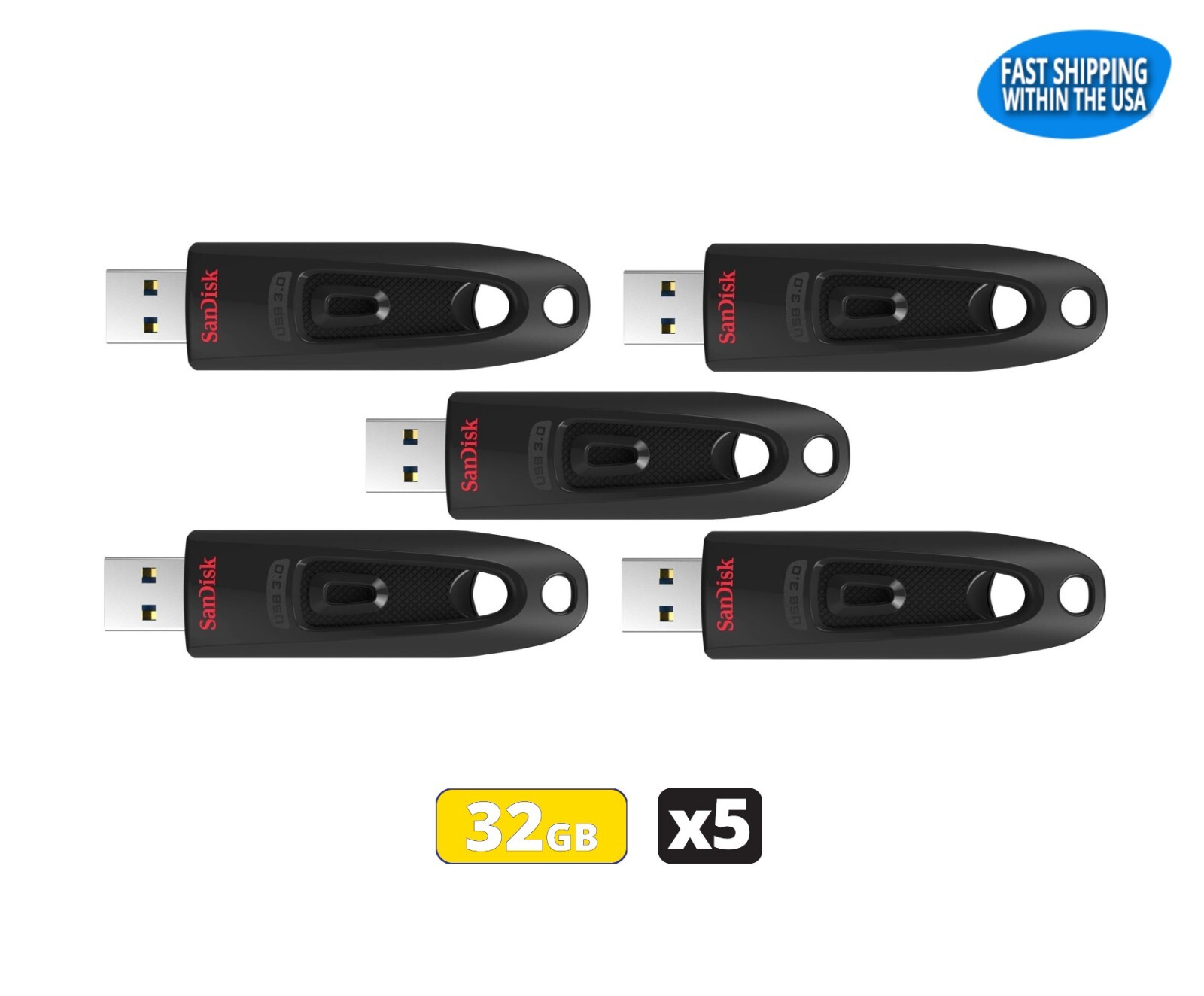 Sandisk Ultra 32GB USB 3.0 Flash Drive Thumb Drive Pen Drive (5 Pack)