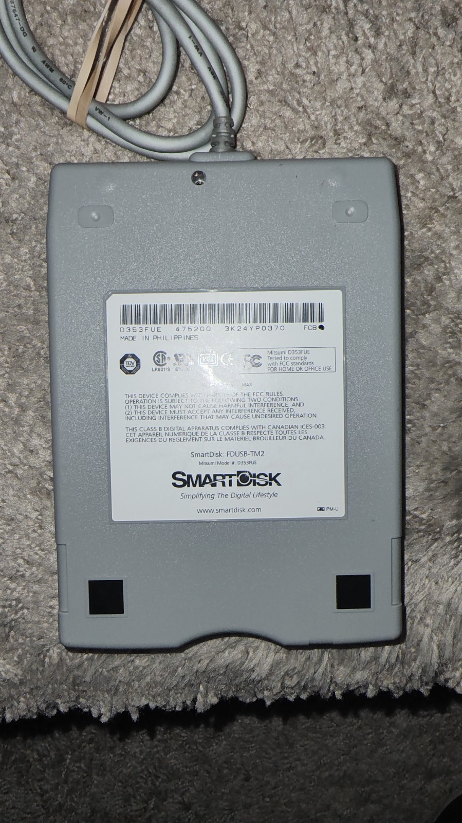 SmartDisk PC or MAC USB POWERED High Speed 2x External 3.5″ Floppy Drive*Works*
