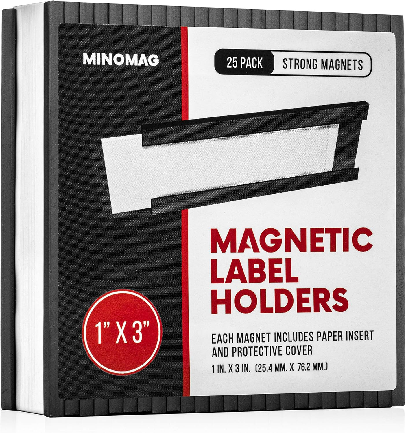 25pcs Magnetic Labels for File Cabinets, 1×3 inches | C Channel Magnetic Label H