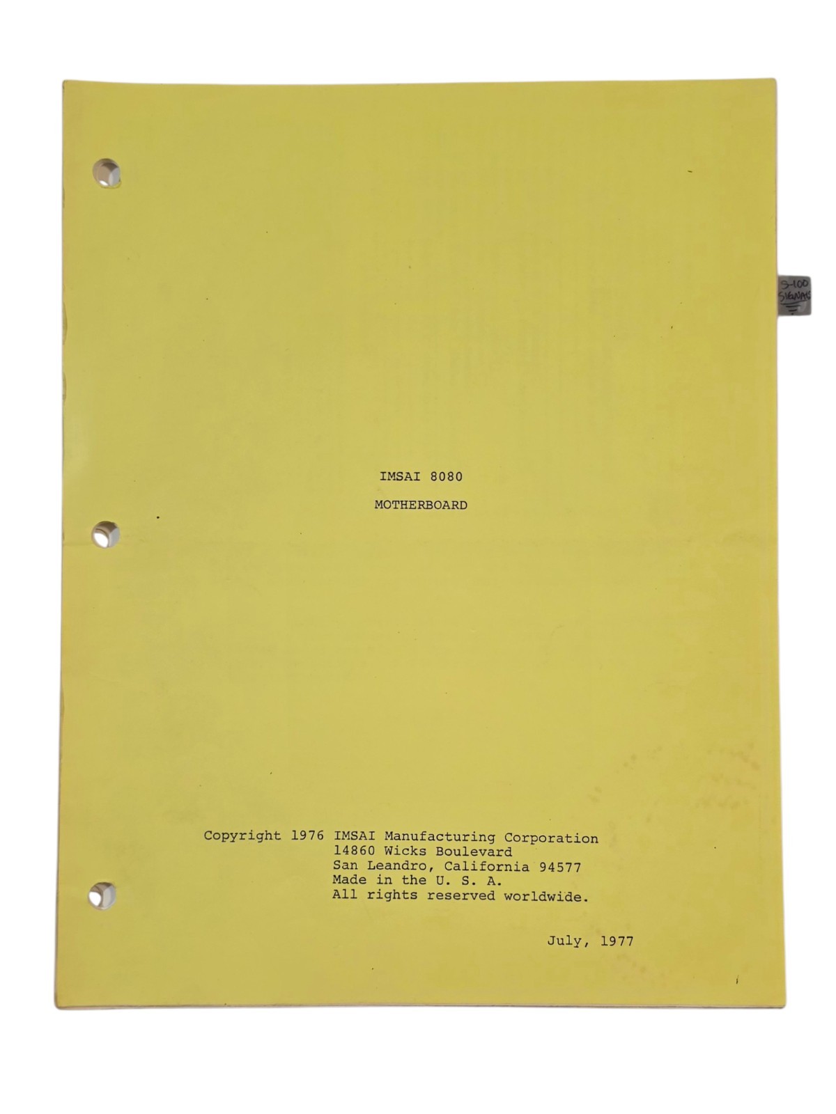 Original IMSAI 8080 Documentation Archive 1976-1978 Manuals Brochures Errata