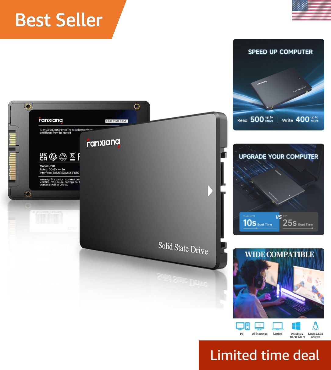 S101 256GB SATA III SSD – High-Speed 520MB/s Internal Solid State Drive