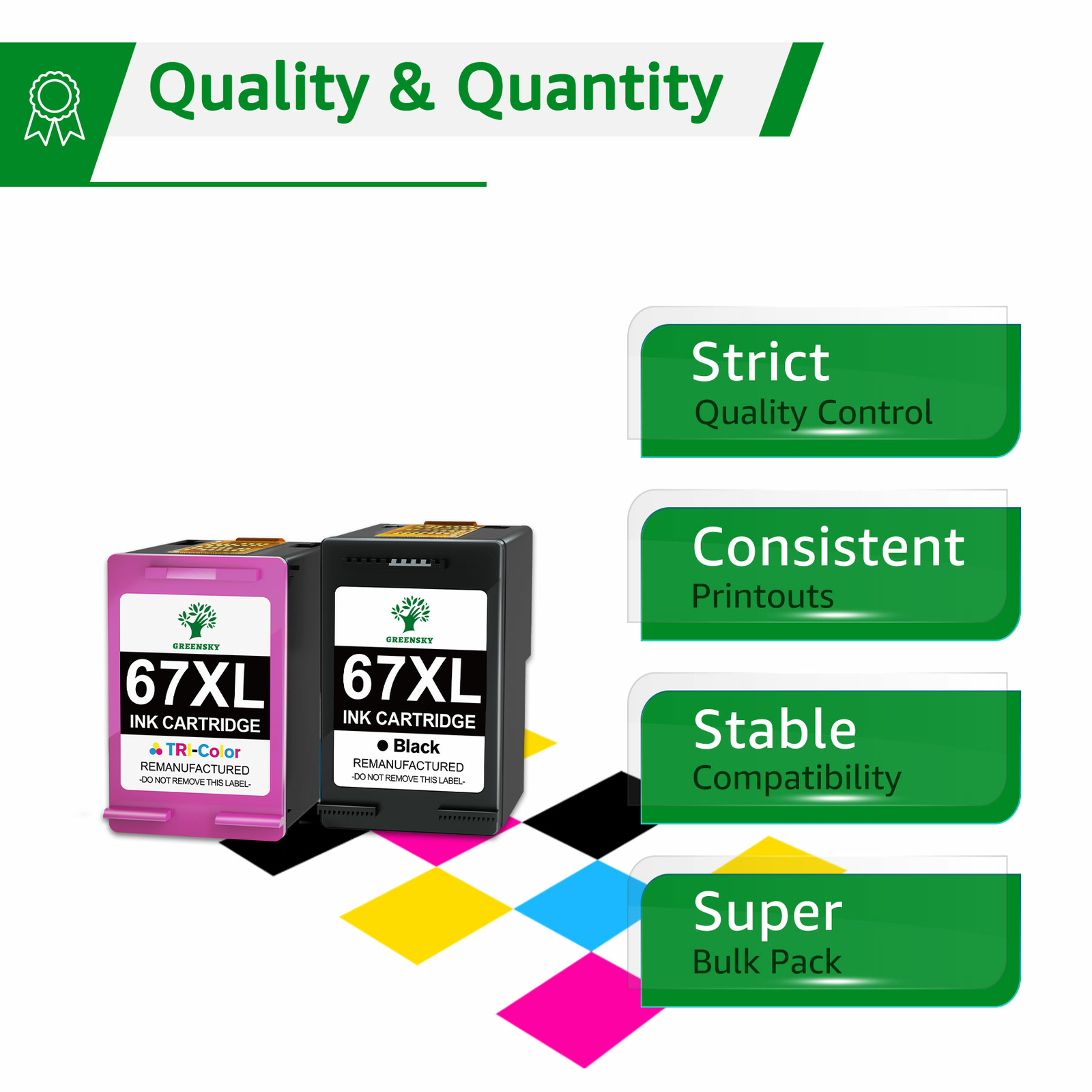 Printer Ink 67XL for HP 67 Envy 6055, 6455, DsekJet 2755, Plus 4155, 4152,4158