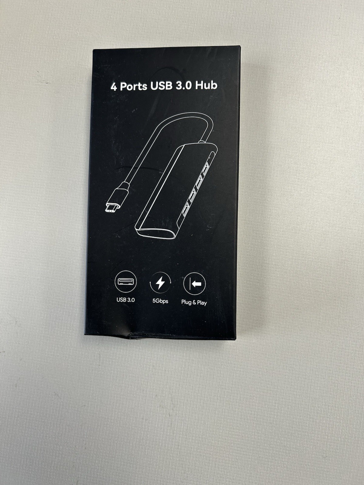 4-Port USB 3.0 Hub Splitter Box, USB-C Connector, Plug & Play, Black
