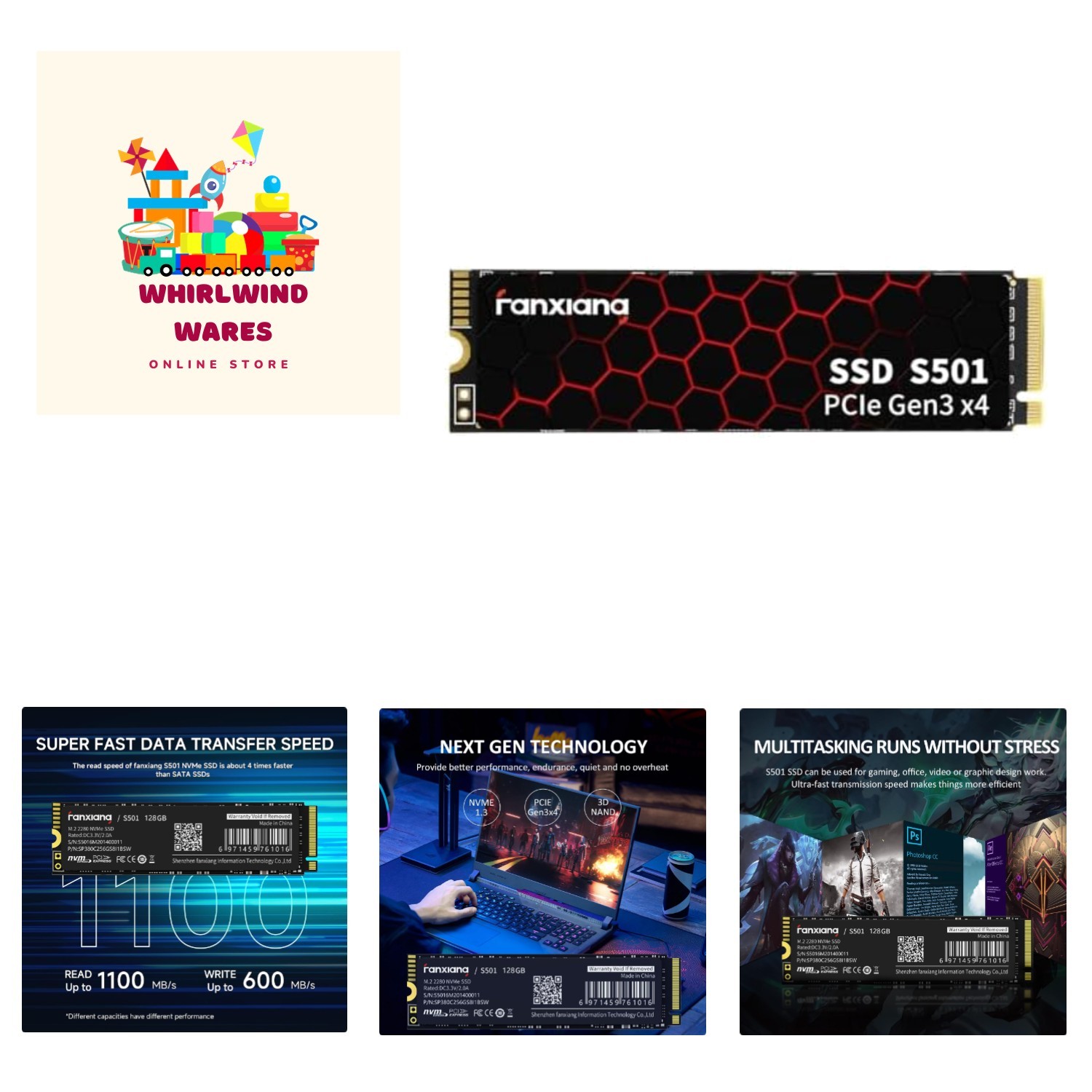 S501 128GB M.2 NVMe SSD with Hardware Encryption – Speeds up to 1,200 MB/s