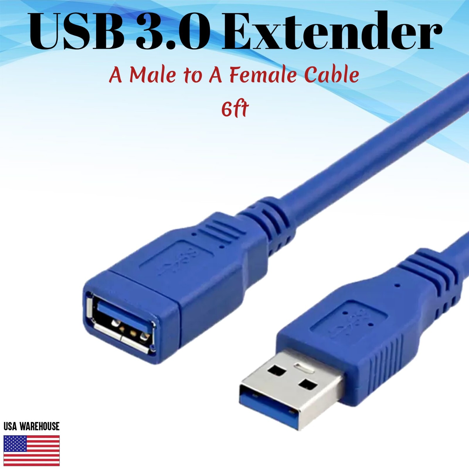 6ft USB 3.0 Extender Cable Extension Cord Type A Male to A Female HIGH SPEED