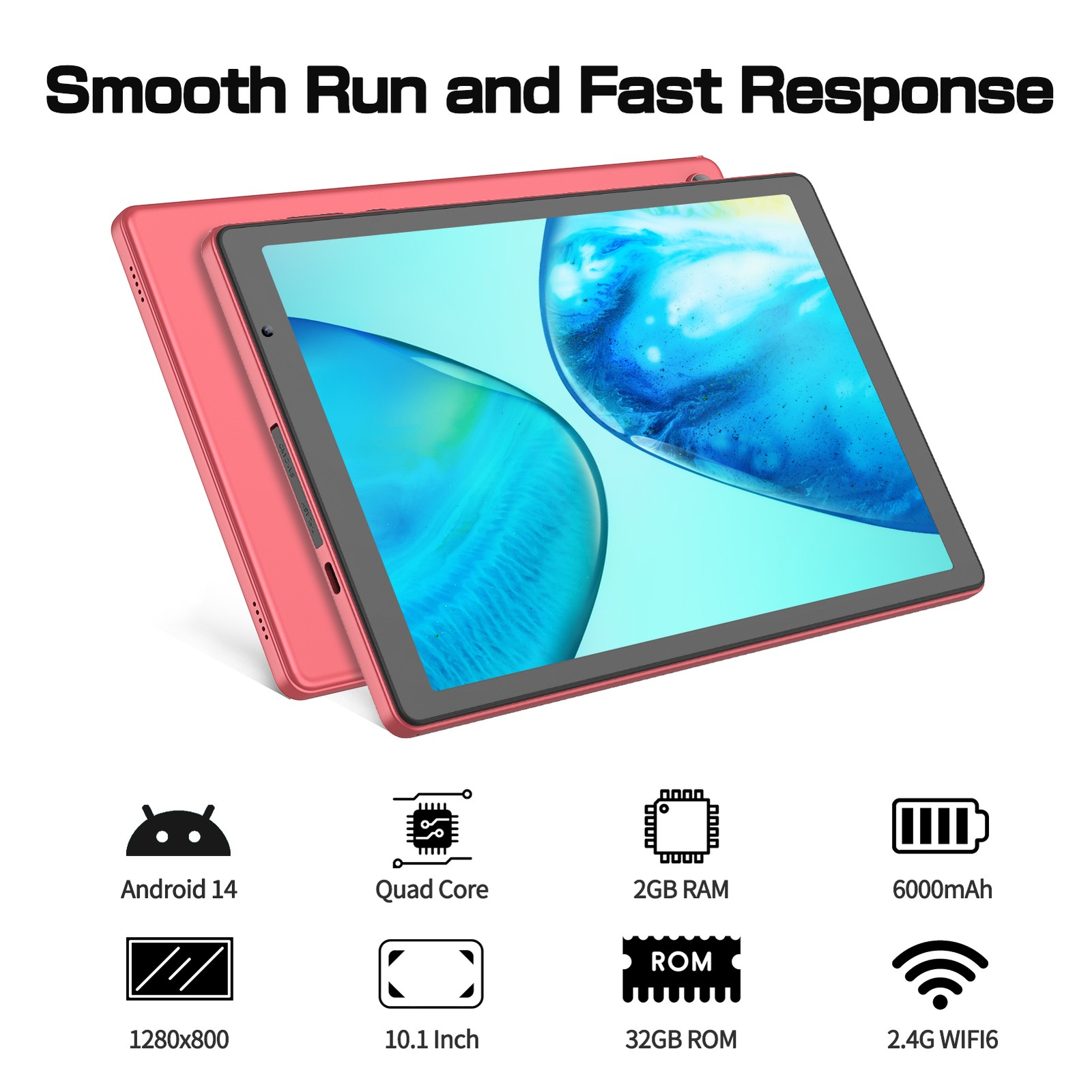 10 Inch Android 14 Tablet PC PAD 4(2+2)GB RAM 32GB ROM Quad-Core WIFI 6000mAh