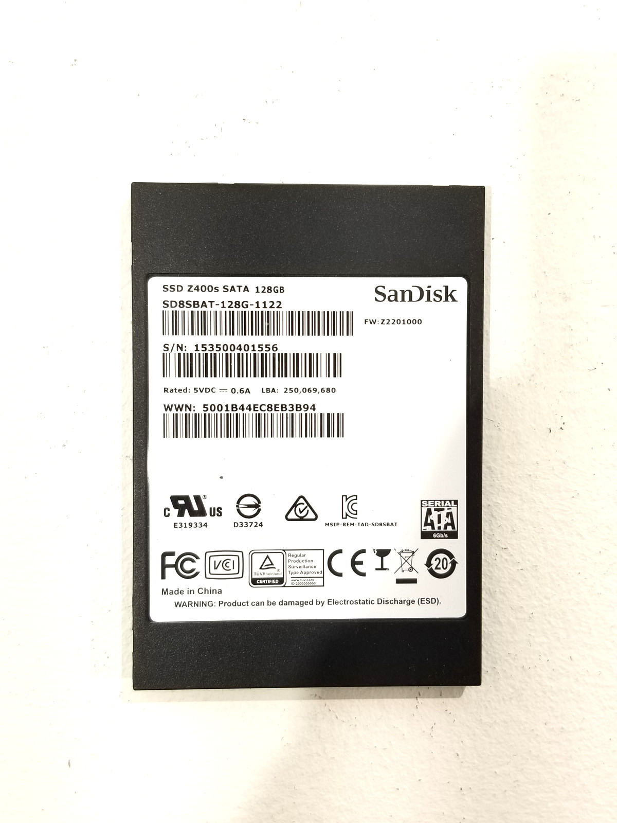 SanDisk Z400s 128GB 2.5in 6Gb/s SATA Solid State Drive P/N: SD8SBAT-128G-1122