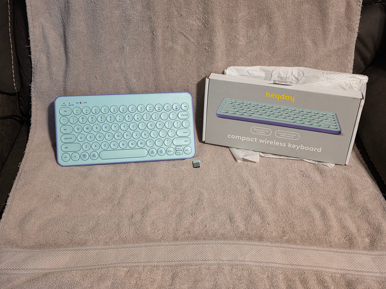 Heyday Compact Wireless Keyboard Mint Purple Bluetooth USB Receiver New Open Box