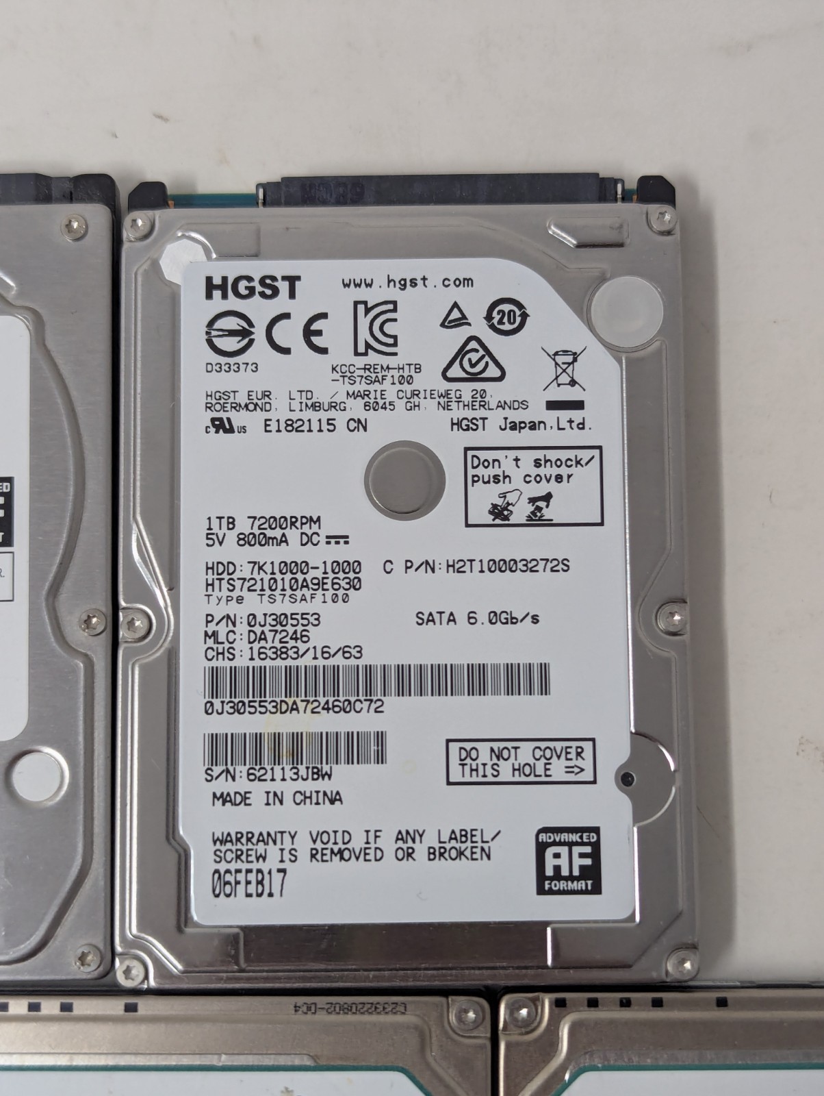 SATA Laptop 2.5 Hard Drive Lot Seagate 1TB 750GB 500GB ST9750420AS WD2500BEVS