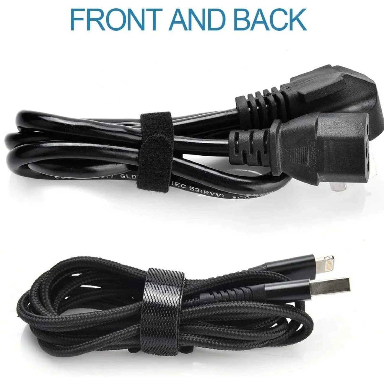 50 Pcs Cable Straps Black Wire Cord Hook Loop Ties Reusable Fastening Organizer