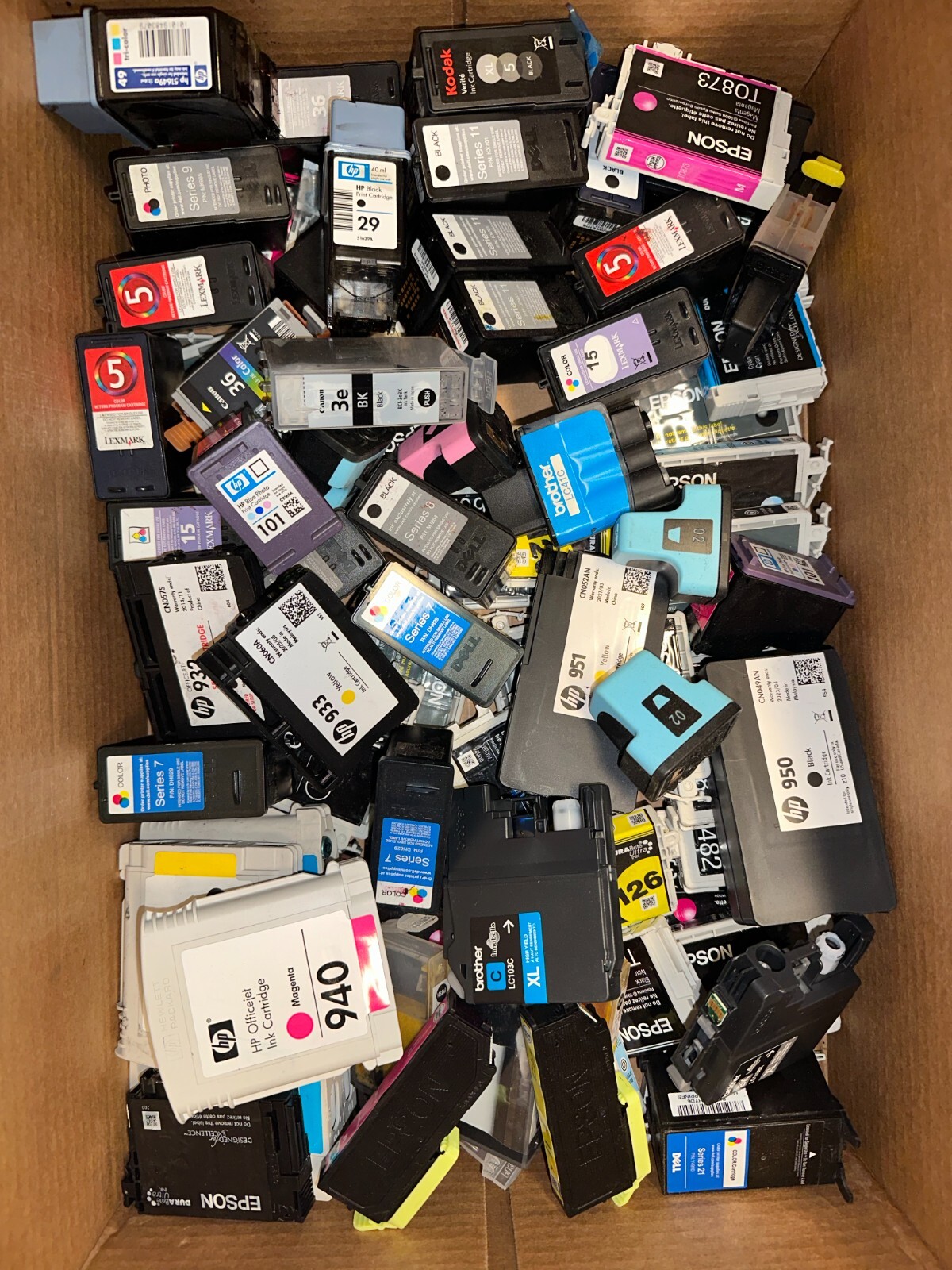 Lot 100 – Mixed Empty Virgin Ink Cartridges for Staples Rewards CLEAN FREE SHIP